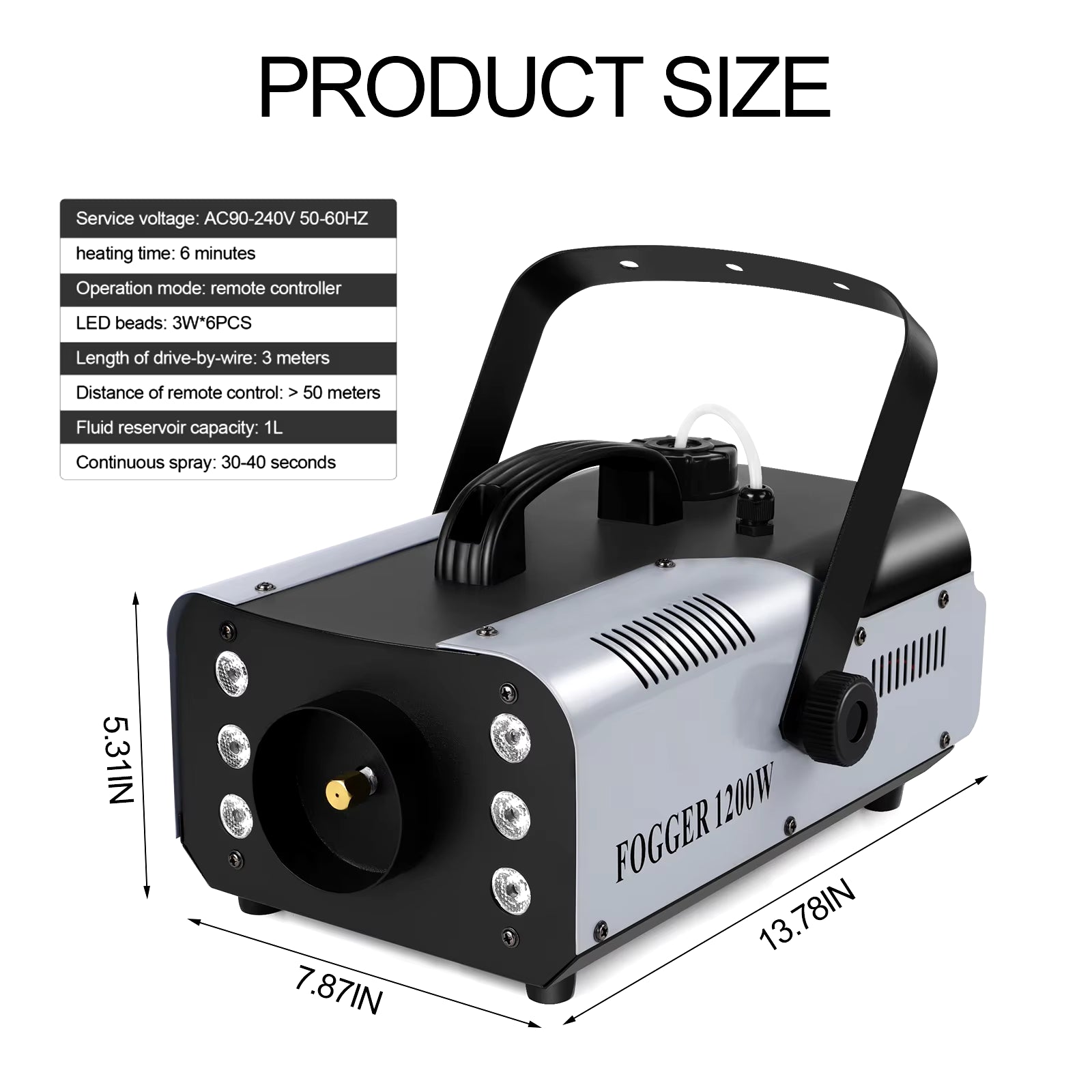 1200W Fog Machine 6Leds Remote Fogger Ejector Disco Colorful Smoke Machine DJ Christmas Party Effects Stage Light