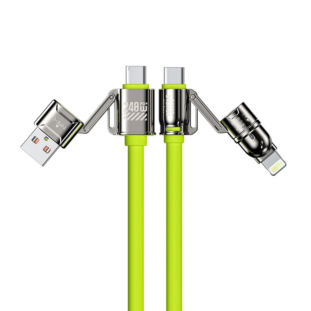 4-In-1 Kirsite Cable 240W Super Fast Charging Multiple Functions for Iphone8-16 Promax Ipad Notebook Tablet Mobile Phone Samsung