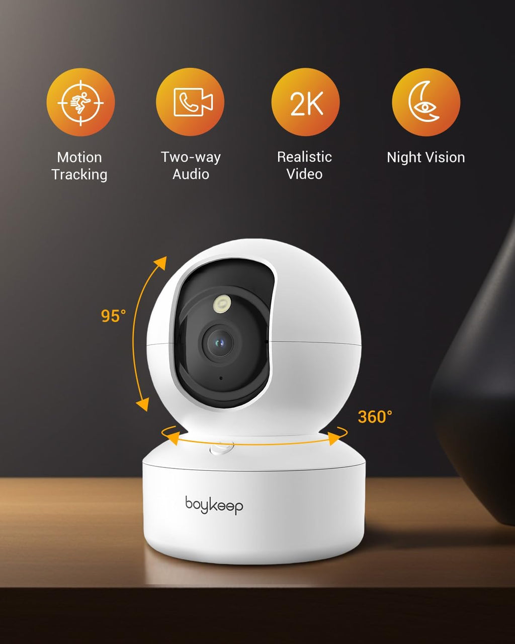 Boykeep Pet Camera, 2K 3MP Dog Camera, 360° Wifi Cameras with APP, Wireless Indo