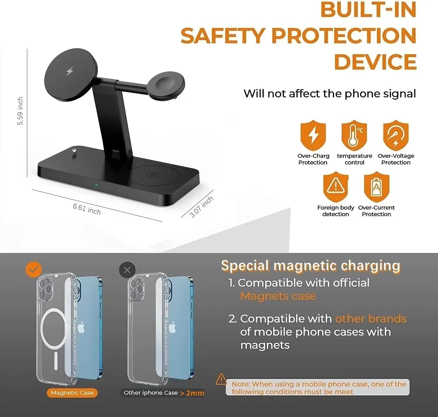 4 in 1 Magnetic Wireless Charger Stand Pad for Iphone 15 14 13 12 Pro Max Apple Watch 8-6 Airpods Foldable Fast Charging Station