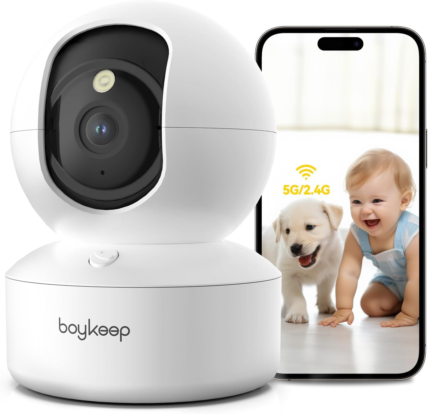 Boykeep Pet Camera, 2K 3MP Dog Camera, 360° Wifi Cameras with APP, Wireless Indo