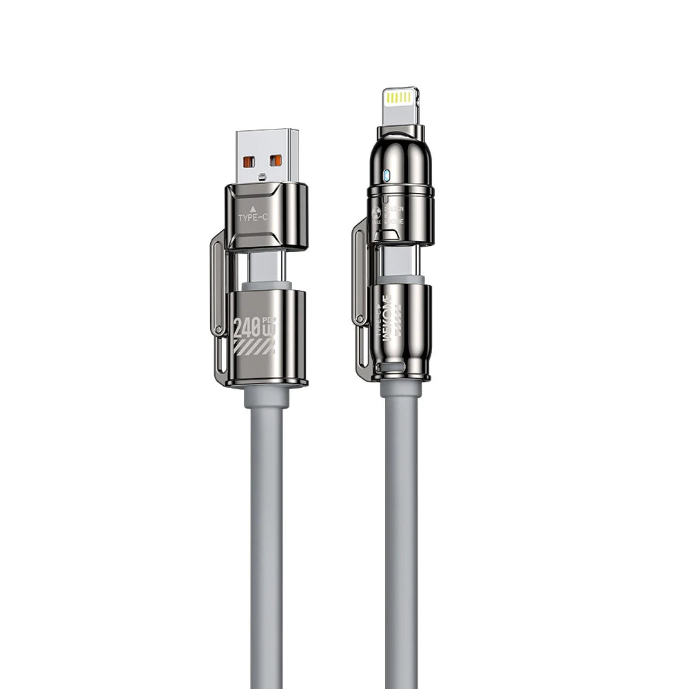 4-In-1 Kirsite Cable 240W Super Fast Charging Multiple Functions for Iphone8-16 Promax Ipad Notebook Tablet Mobile Phone Samsung