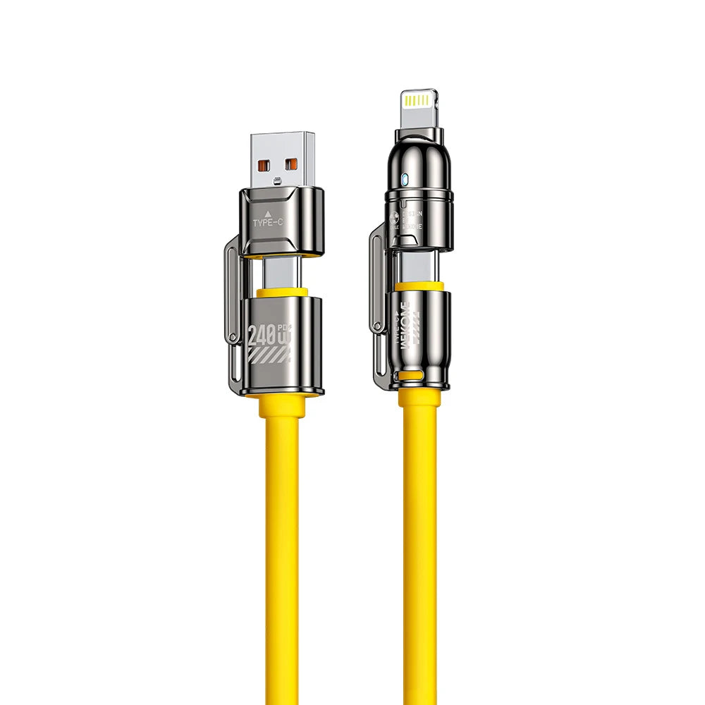 4-In-1 Kirsite Cable 240W Super Fast Charging Multiple Functions for Iphone8-16 Promax Ipad Notebook Tablet Mobile Phone Samsung