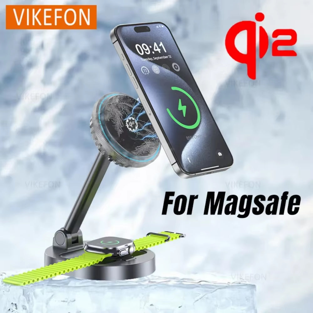 Qi2 Ice Cooling 3 in 1 Magnetic Wireless Charger for Magsafe Iphone 16 15 14 13 12 Apple Watch 9 8 7 Airpods Pro2 Fast Charging