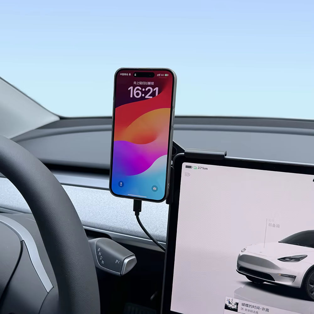 For Tesla New Model 3 Y HIGHLAND LAUNCH JUNIPER 2025 Car Phone Mount Holder 15W Magnetic Magsafe Wireless Charger Accessories