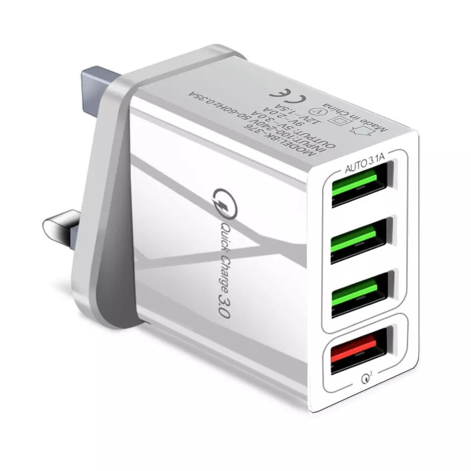 FAST 4 USB Port Qualcomm 3.0 Quick Charge Usb Wall Charger UK SELLER