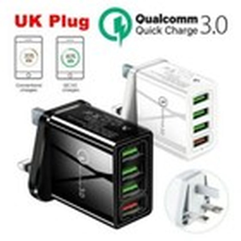 FAST 4 USB Port Qualcomm 3.0 Quick Charge Usb Wall Charger UK SELLER