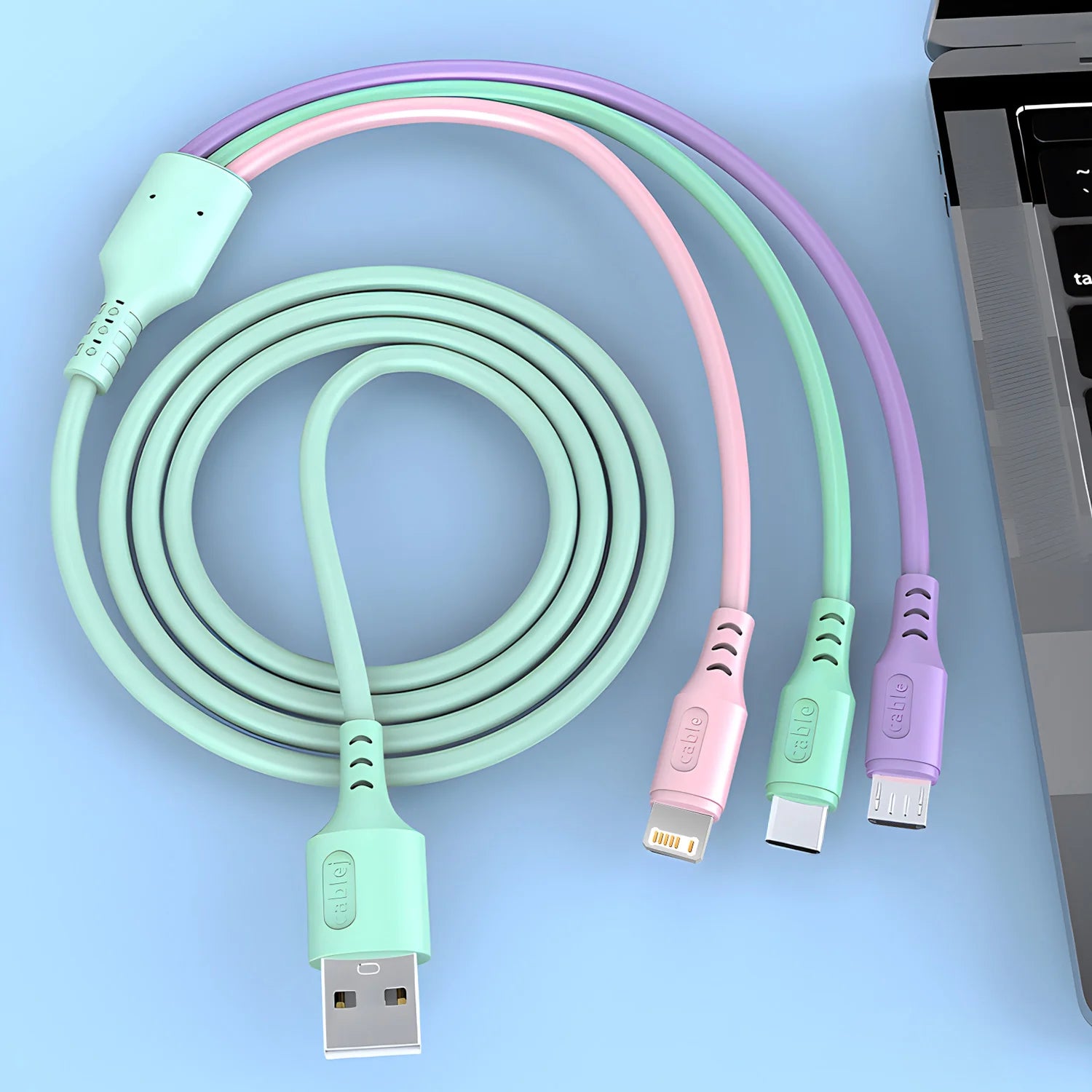 3 in 1 Super Fast Charging Cable for Iphone15 14 13 12 11 X Pro Max Micro USB Type-C Phone Charger USBC Data Cable