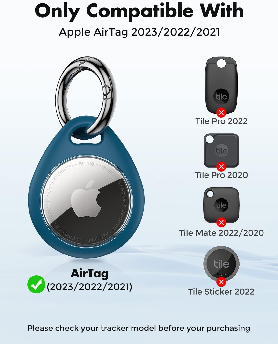 360° Protective Case for Airtag, [4-Pack] Airtags Keyring Holder, Scratch-Resistant, Lock Design, Keychain for Airtag, TPU Full Cover Case for Key, Bag, Luggage, Pet Collar (Black&Blue)