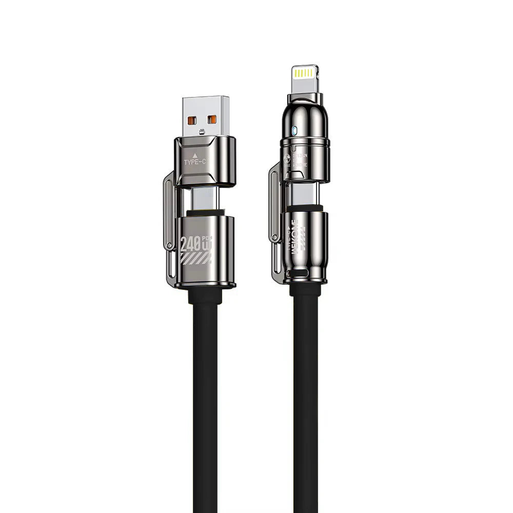 4-In-1 Kirsite Cable 240W Super Fast Charging Multiple Functions for Iphone8-16 Promax Ipad Notebook Tablet Mobile Phone Samsung