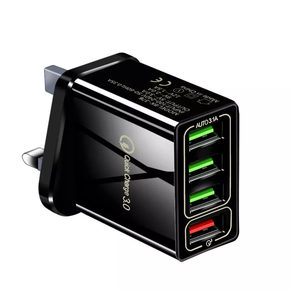 FAST 4 USB Port Qualcomm 3.0 Quick Charge Usb Wall Charger UK SELLER