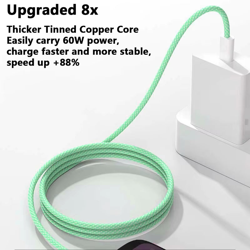 PD 60W Type C to Type C Color Cable for Iphone 15 15Pro Fast Charging for Xiaomi Samsung Huawei Type C Weaving Cable 1M 2M 3M