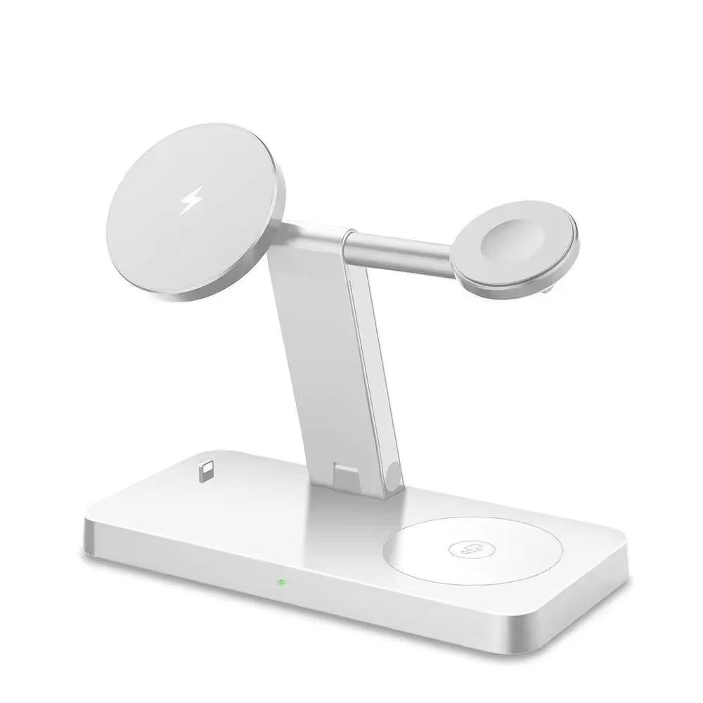 4 in 1 Magnetic Wireless Charger Stand Pad for Iphone 15 14 13 12 Pro Max Apple Watch 8-6 Airpods Foldable Fast Charging Station