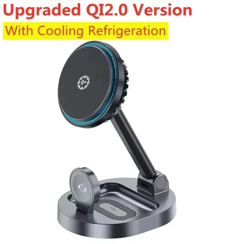 Qi2 Ice Cooling 3 in 1 Magnetic Wireless Charger for Magsafe Iphone 16 15 14 13 12 Apple Watch 9 8 7 Airpods Pro2 Fast Charging