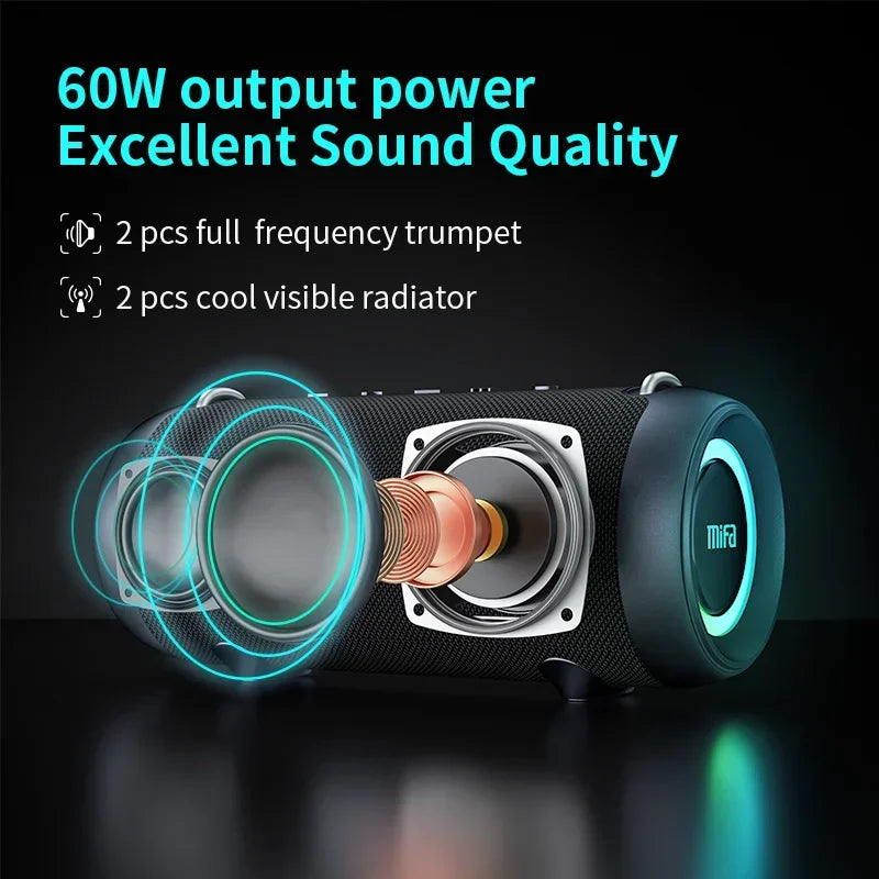 A90 Bluetooth Speaker 60W Output Power Bluetooth Speaker with Class D Amplifier Excellent Bass Performace Camping Speaker