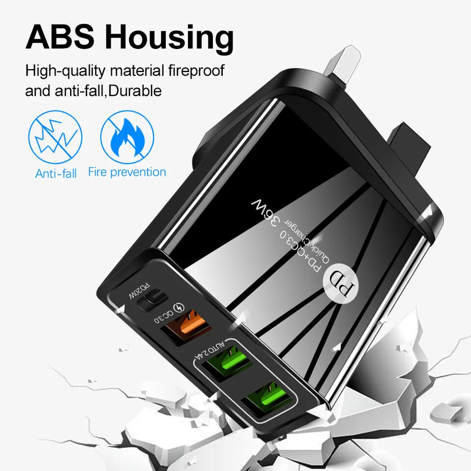 FAST 4 USB Port Qualcomm 3.0 Quick Charge Usb Wall Charger UK SELLER
