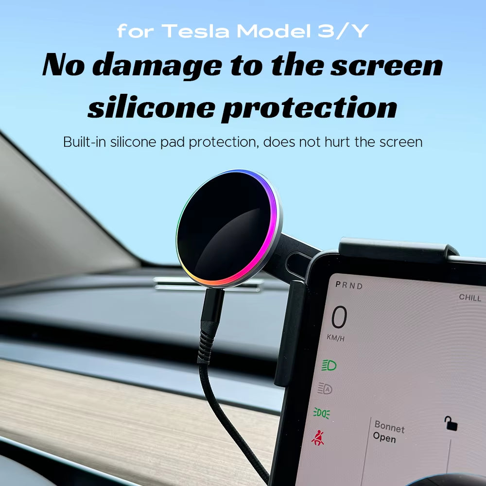 For Tesla New Model 3 Y HIGHLAND LAUNCH JUNIPER 2025 Car Phone Mount Holder 15W Magnetic Magsafe Wireless Charger Accessories