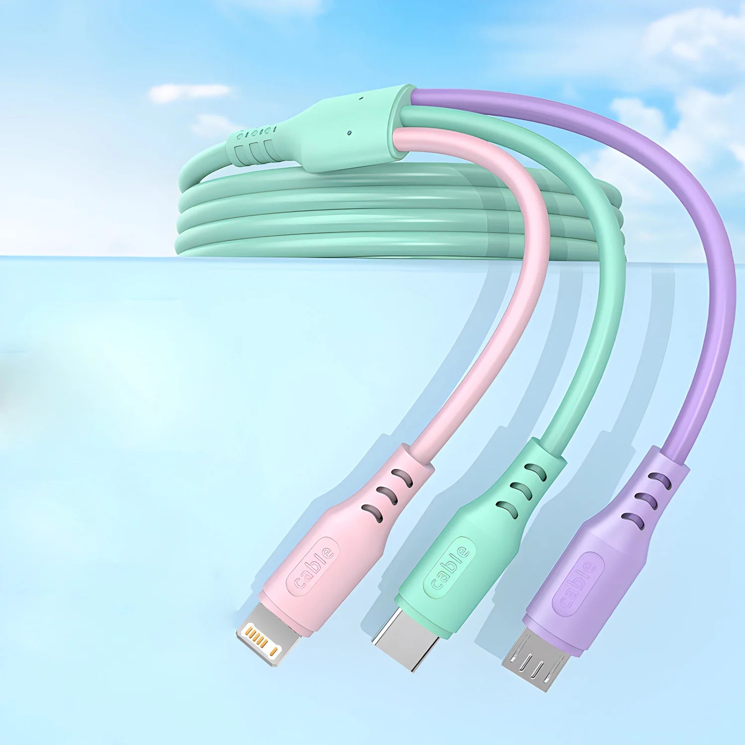 3 in 1 Super Fast Charging Cable for Iphone15 14 13 12 11 X Pro Max Micro USB Type-C Phone Charger USBC Data Cable