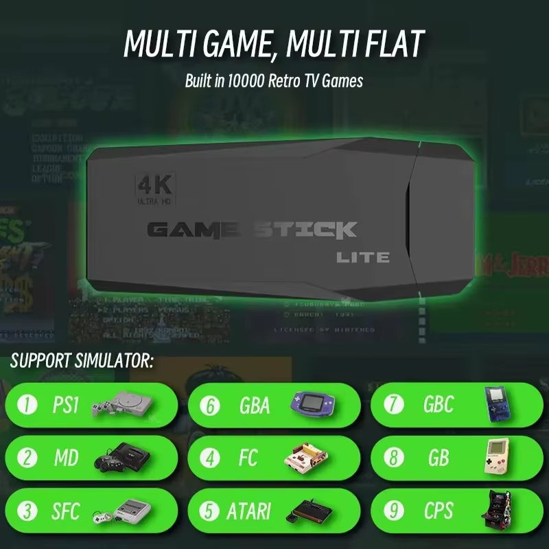 NEW M8 Game Console Built-In 20000+ 64GB Two-Person Wireless Controller 2.4G Stick 4K HD PS1 GBA Video Children'S Christmas Gift