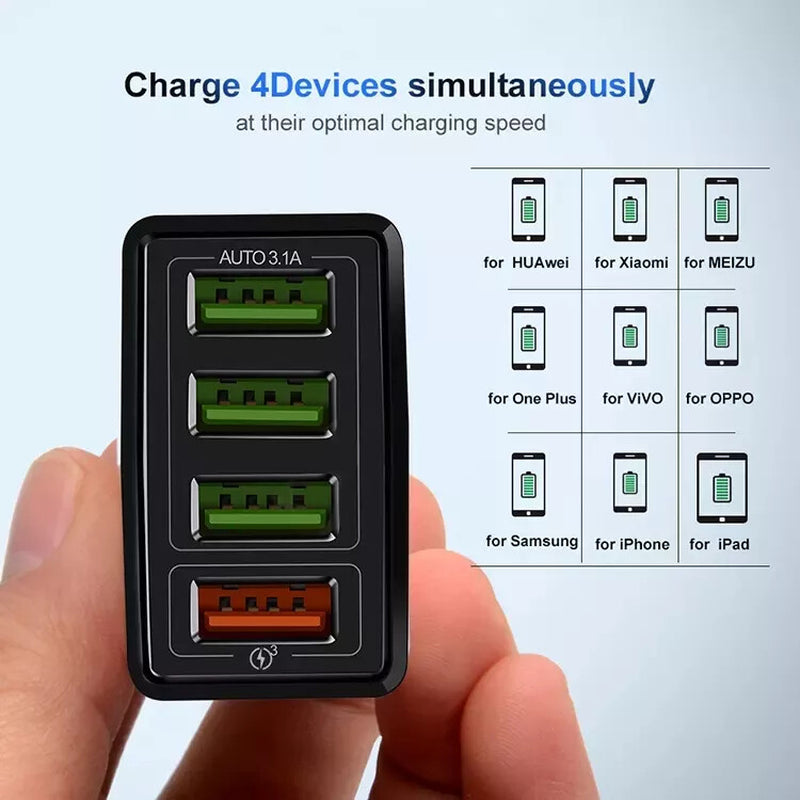 FAST 4 USB Port Qualcomm 3.0 Quick Charge Usb Wall Charger UK SELLER